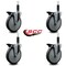 Service Caster 6'' Thermoplastic Rubber Swivel 1'' Expanding Stem Caster Set with Brake, 4PK SCC-EX20S614-TPRB-PLB-1-4 - alternate 2
